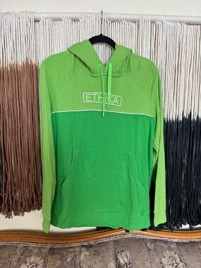 Bright green and white Ethika hoodie; perfect condition, worn once